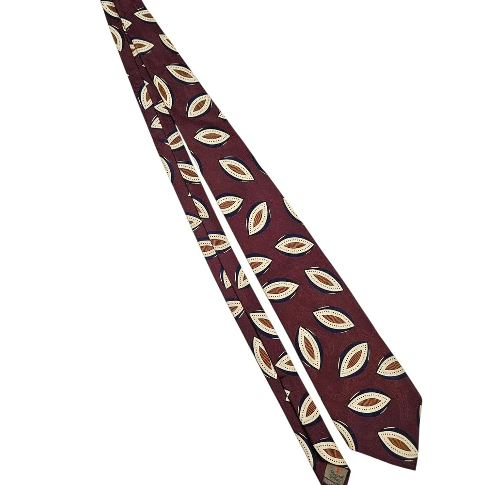 Vintage 90s Robert‎ Talbott Necktie Burgundy Silk Geometric Nordstrom Grandpa